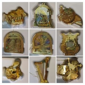 Lot of 10 Trim A Home Christmas Ornaments Musical Instruments Goldtone VTG Kmart